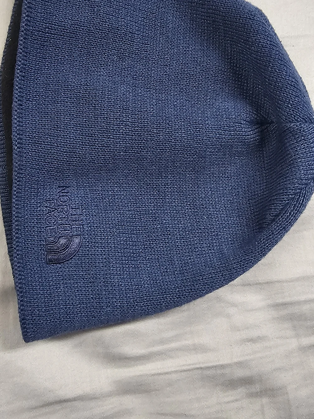 The North Face Navy Knit Beanie with Embroidered Logo